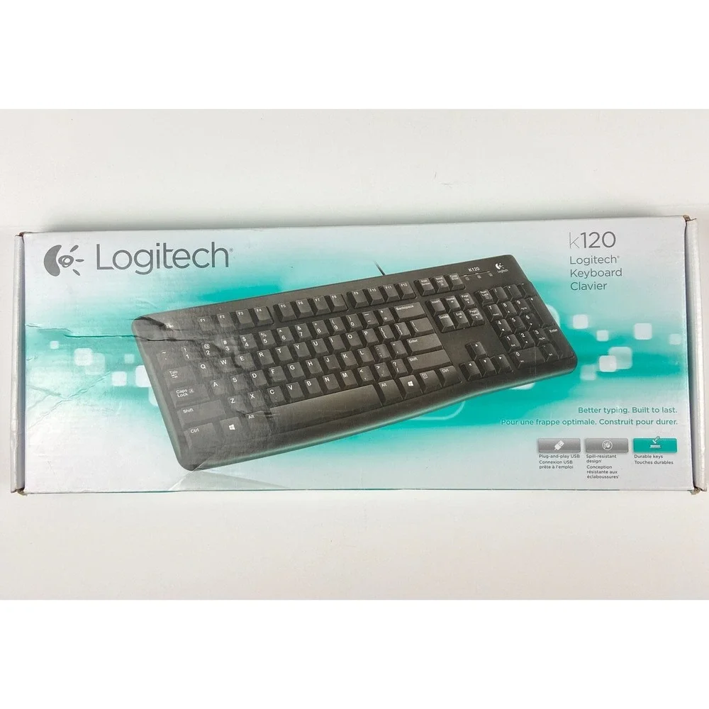 Logitech K120 Plug and Play Corded USB Keyboard NEW